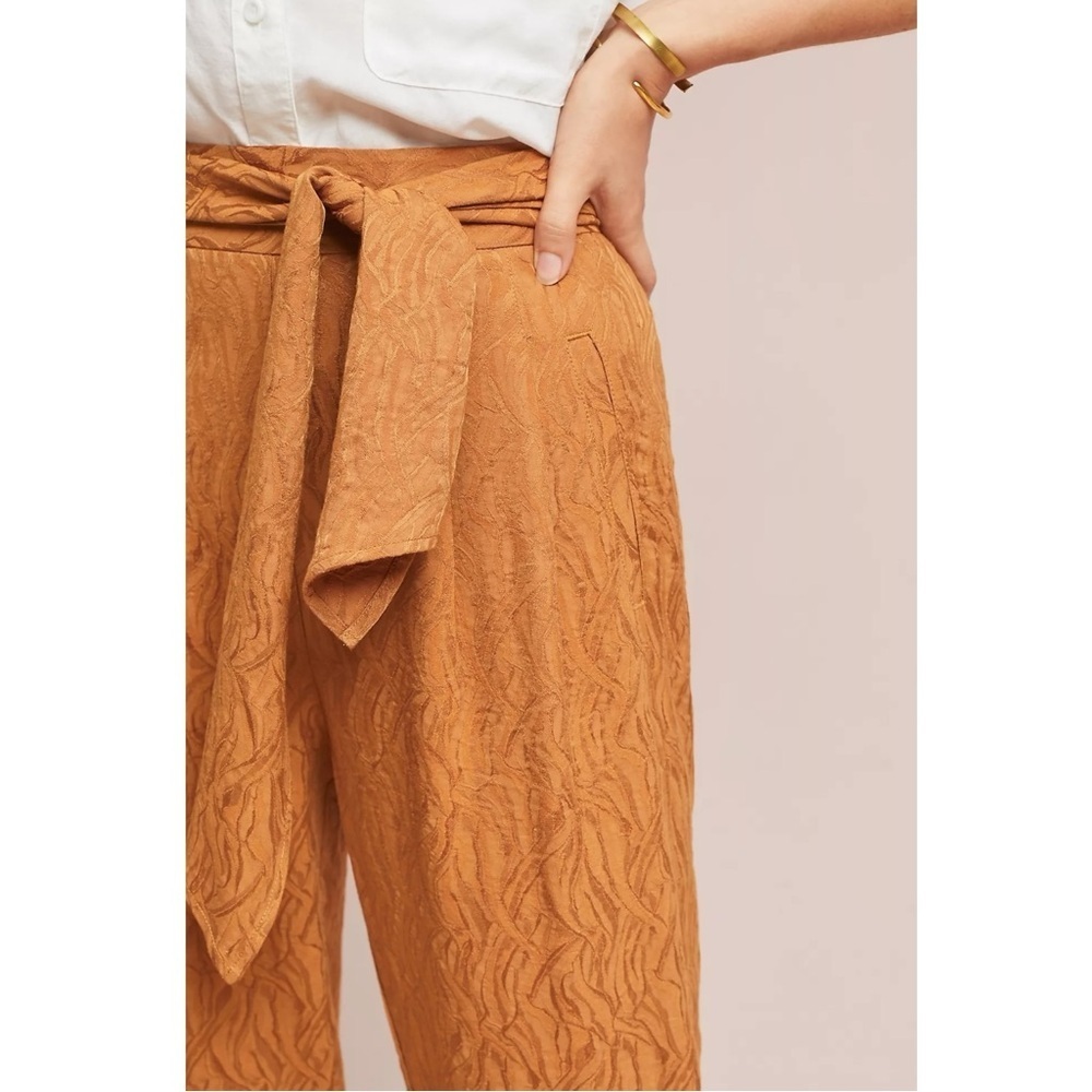 Anthropologie Tapered High Rise Balloon Pants 6 Burnt Orange Belted Bow Fall - Picture 8 of 17
